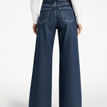 Women's High Waist Wide Leg Denim Jeans – Dark Blue Relaxed Fit Everyday Jeans