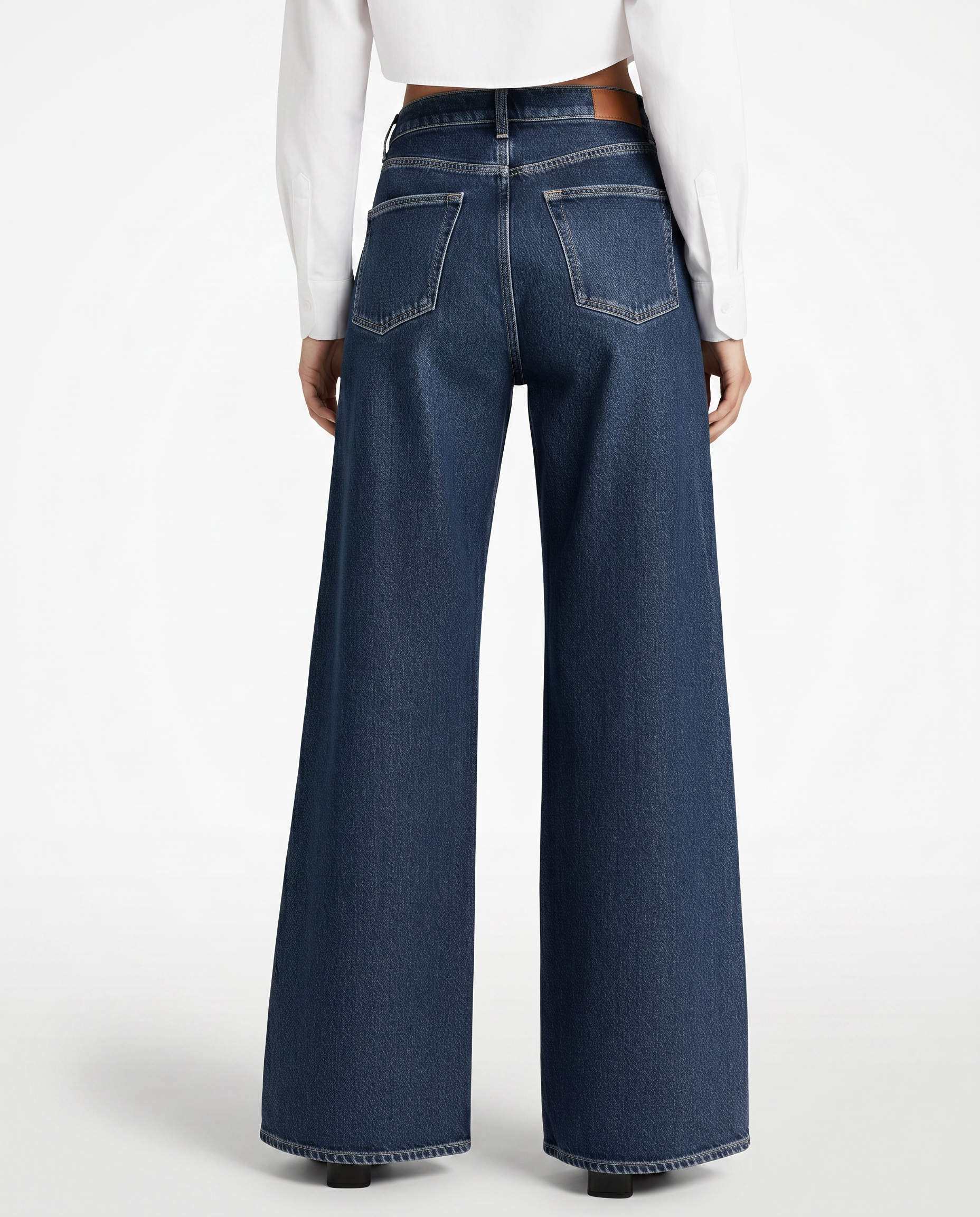 Women's High Waist Wide Leg Denim Jeans – Dark Blue Relaxed Fit Everyday Jeans