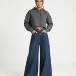 Women's High Waist Wide Leg Denim Jeans – Dark Blue Relaxed Fit Everyday Jeans