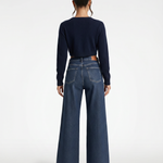Women's High Waist Wide Leg Denim Jeans – Dark Blue Relaxed Fit Everyday Jeans