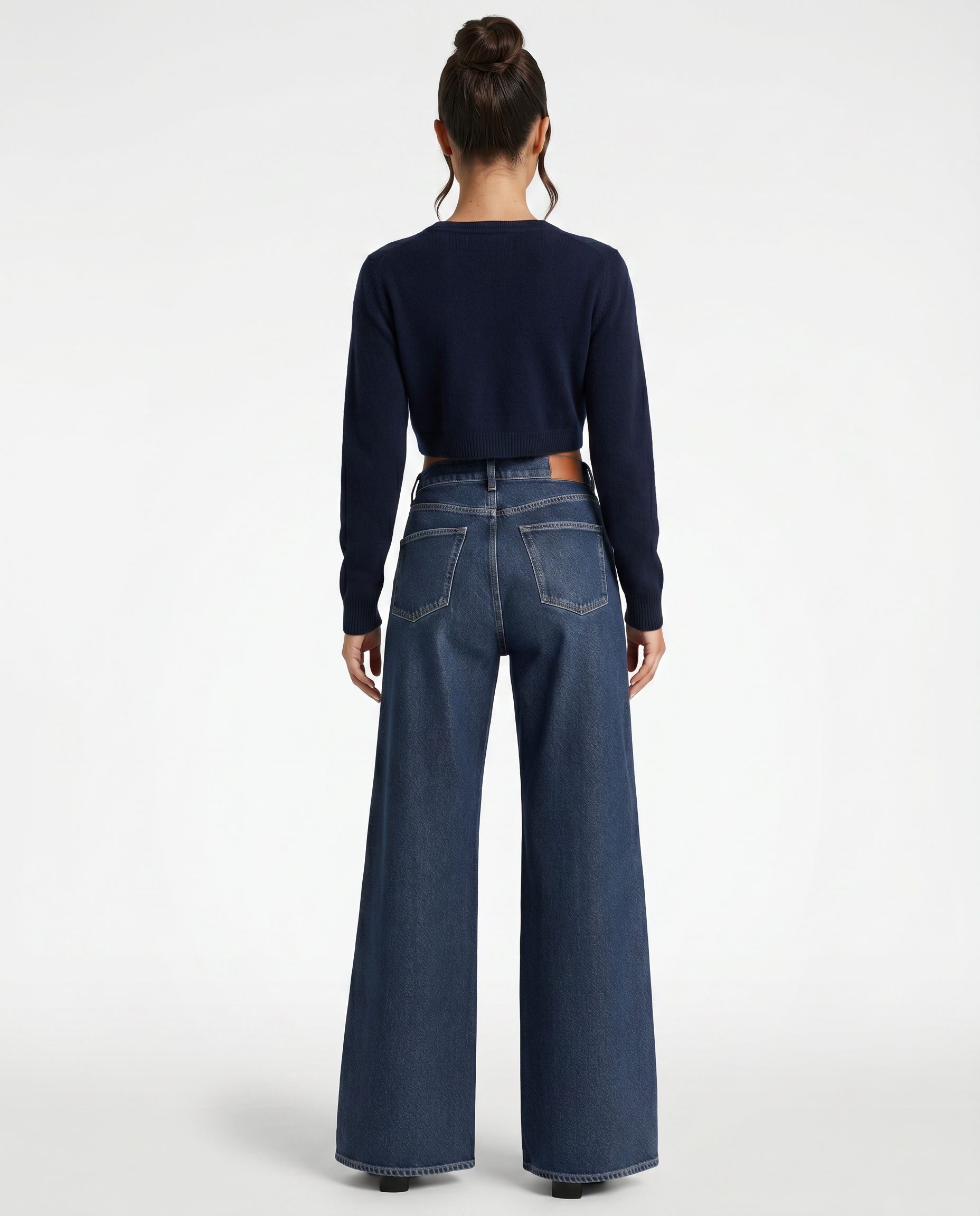 Women's High Waist Wide Leg Denim Jeans – Dark Blue Relaxed Fit Everyday Jeans