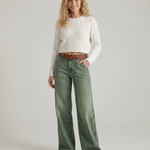 Women's High Rise Wide Leg Jeans in Faded Green – Relaxed Denim for Everyday Wear
