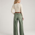 Women's High Rise Wide Leg Jeans in Faded Green – Relaxed Denim for Everyday Wear