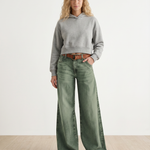 Women's High Rise Wide Leg Jeans in Faded Green – Relaxed Denim for Everyday Wear