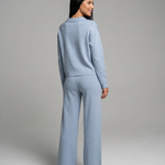 Women's Collared V-Neck Shirt & Wide-Leg Pants Set – Relaxed Two-Piece Outfit for Travel & Casual
