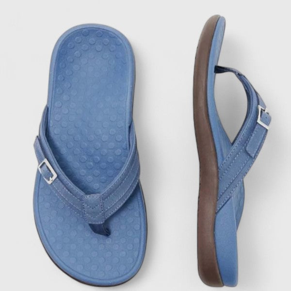 Women's Comfort Flip-Flop Sandals with Adjustable Buckle – Contoured Footbed Summer Thongs