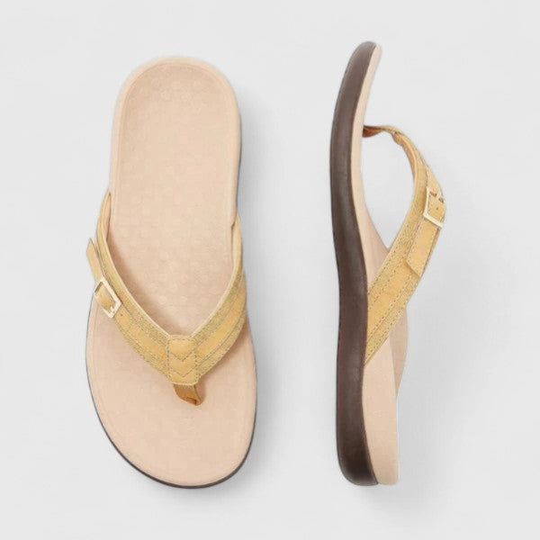 Women's Comfort Flip-Flop Sandals with Adjustable Buckle – Contoured Footbed Summer Thongs