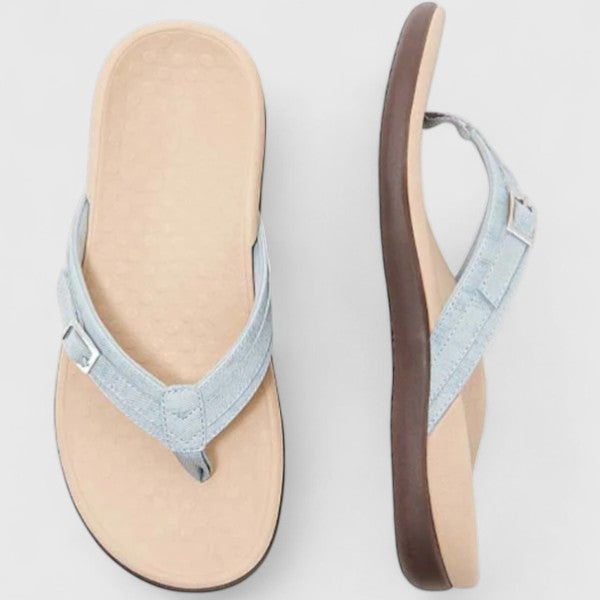 Women's Comfort Flip-Flop Sandals with Adjustable Buckle – Contoured Footbed Summer Thongs