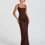 Women's Satin Corset Maxi Dress – Formal Evening Gown and Wedding Guest Dress