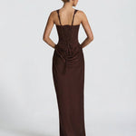 Women's Satin Corset Maxi Dress – Formal Evening Gown and Wedding Guest Dress