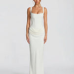 Women's Satin Corset Maxi Dress – Formal Evening Gown and Wedding Guest Dress