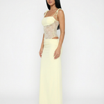 Women's Lace Panel Maxi Dress with Tie Shoulders – Summer Occasion & Wedding Guest Dress