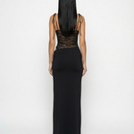 Women's Lace Panel Maxi Dress with Tie Shoulders – Summer Occasion & Wedding Guest Dress