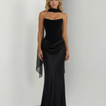 Women's Satin Corset Maxi Dress – Elegant Evening, Formal and Wedding Guest Dress