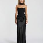 Women's Satin Corset Maxi Dress – Elegant Evening, Formal and Wedding Guest Dress