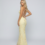 Women's Sweetheart Neck Corset Maxi Dress with Floral Appliqué and Lace-Up Back – Formal Occasion