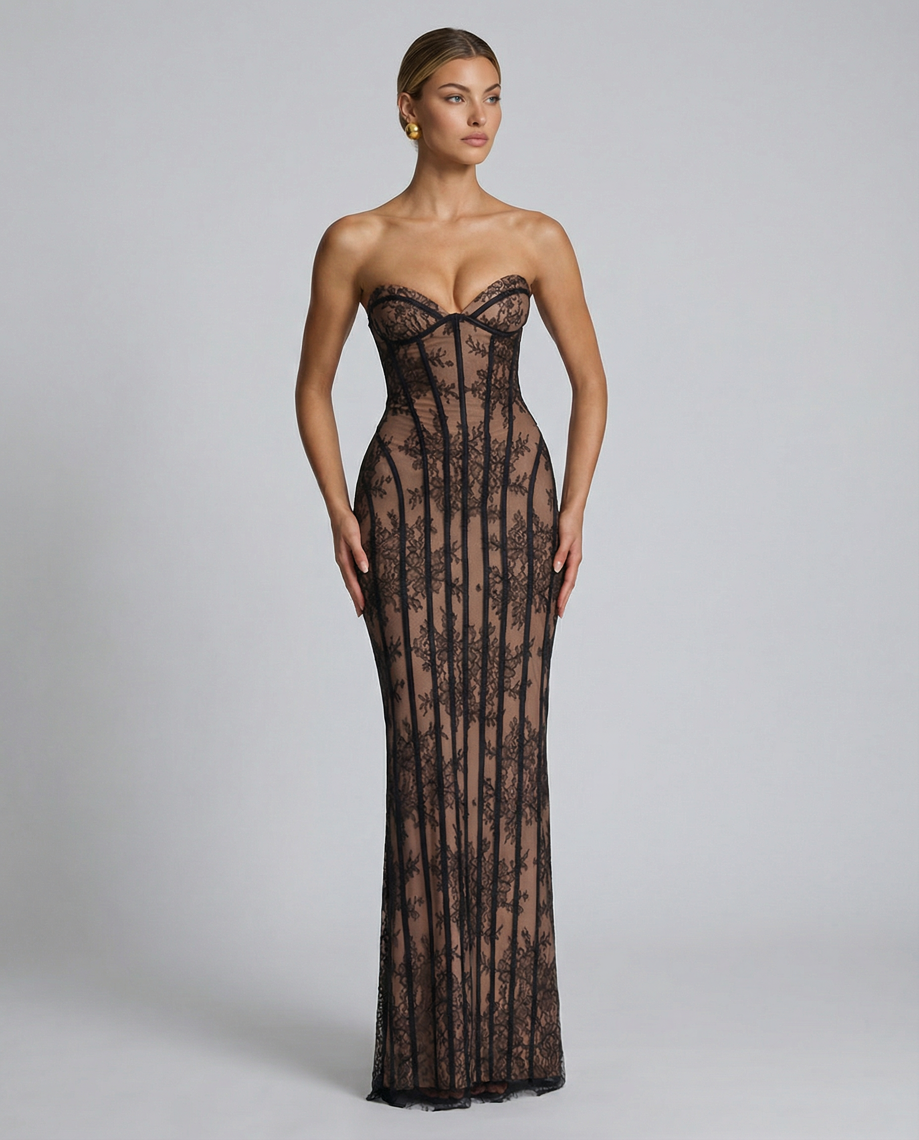 Women's Lace Corset Maxi Dress – Elegant Evening, Formal & Wedding Guest Dress