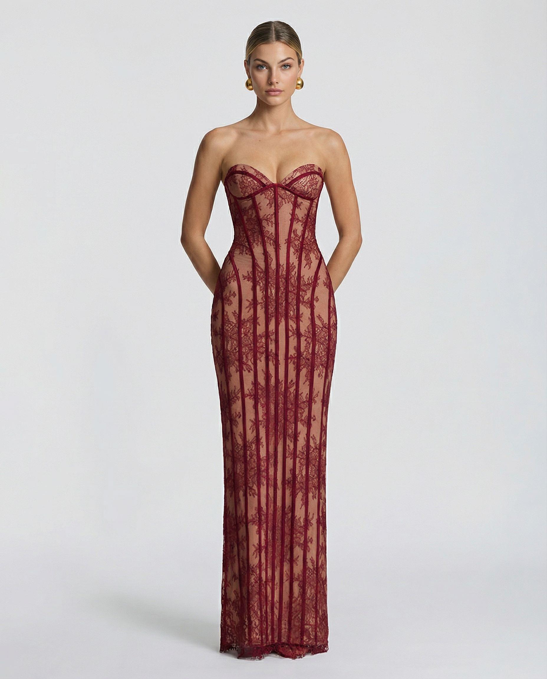 Women's Lace Corset Maxi Dress – Elegant Evening, Formal & Wedding Guest Dress