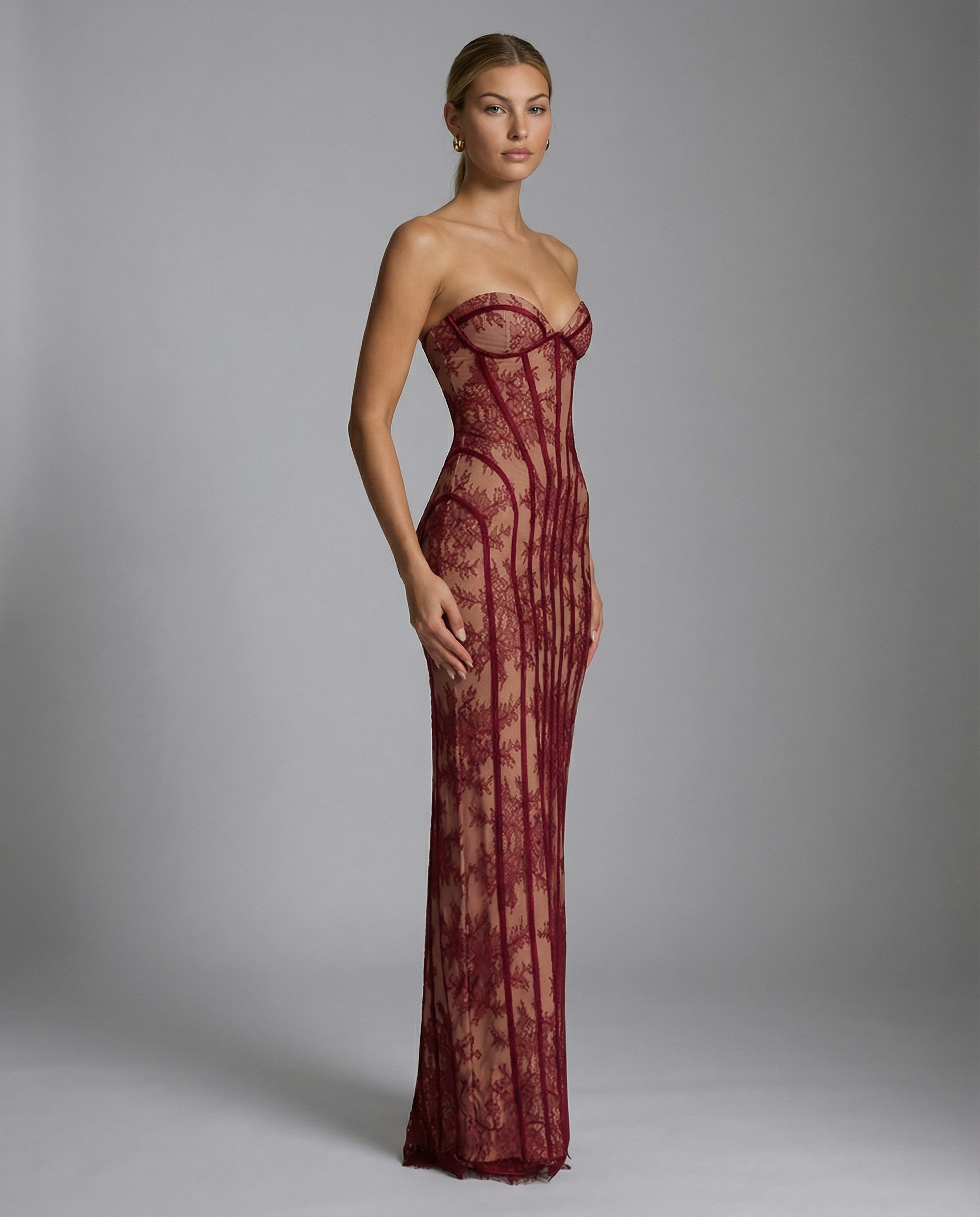 Women's Lace Corset Maxi Dress – Elegant Evening, Formal & Wedding Guest Dress