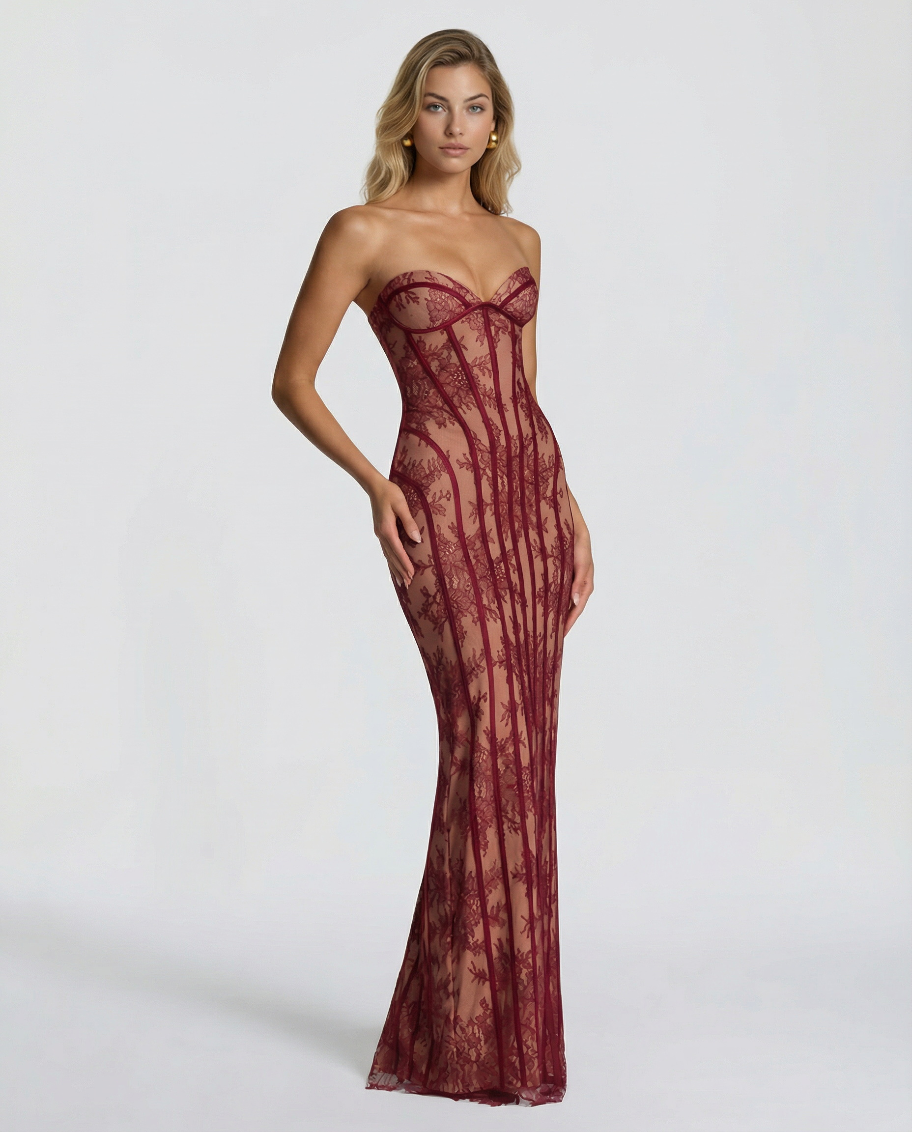 Women's Lace Corset Maxi Dress – Elegant Evening, Formal & Wedding Guest Dress