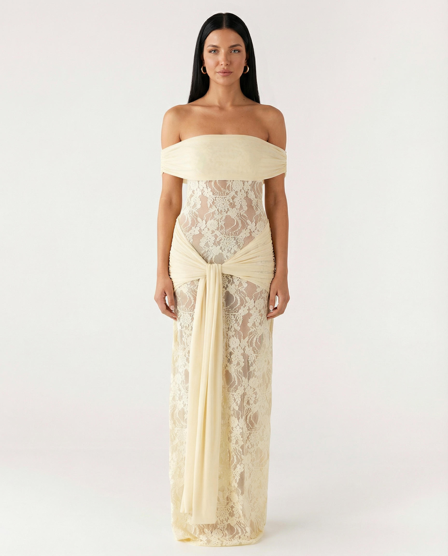 Women's Lace Evening Maxi Dress – Elegant Floor-Length Gown for Weddings, Formals & Galas