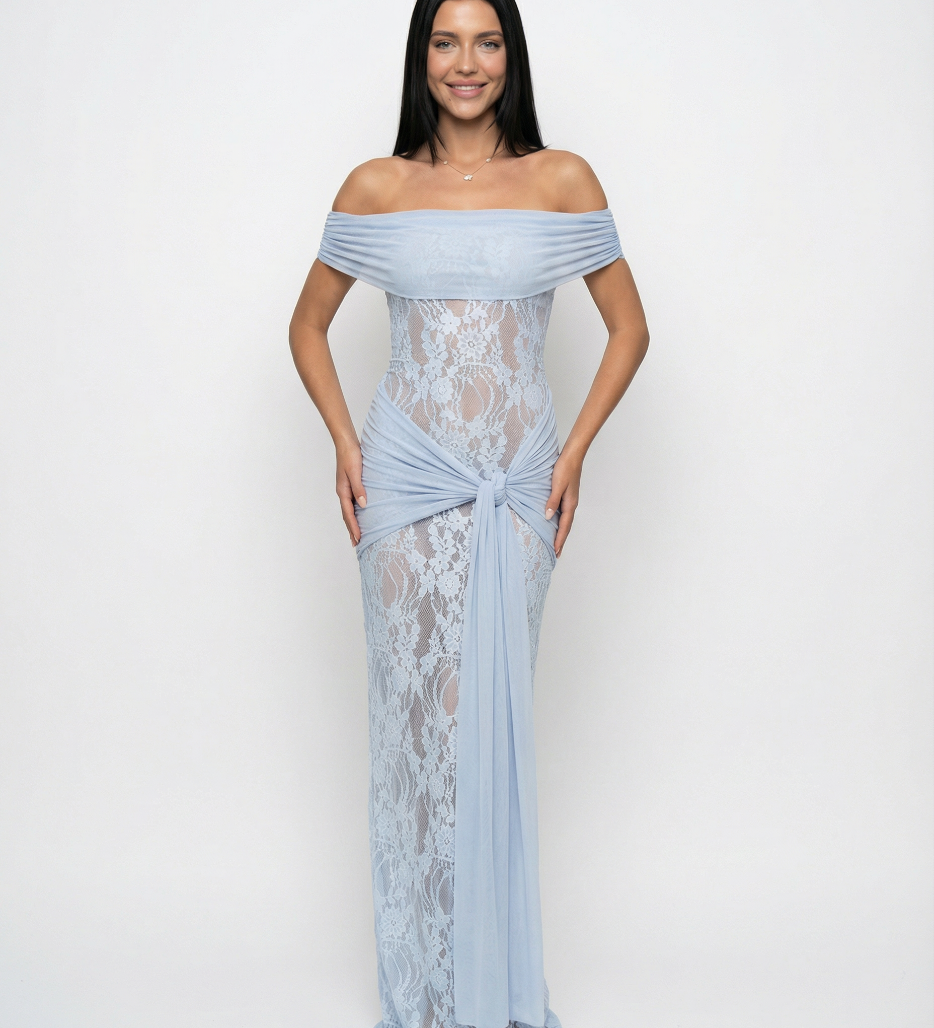 Women's Lace Evening Maxi Dress – Elegant Floor-Length Gown for Weddings, Formals & Galas