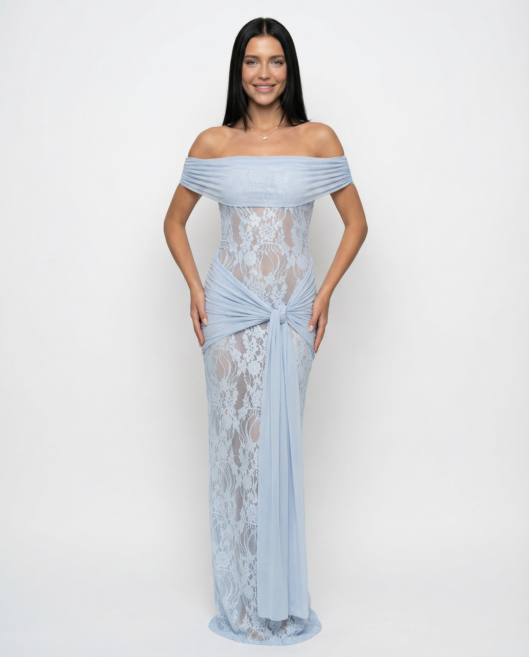 Women's Lace Evening Maxi Dress – Elegant Floor-Length Gown for Weddings, Formals & Galas