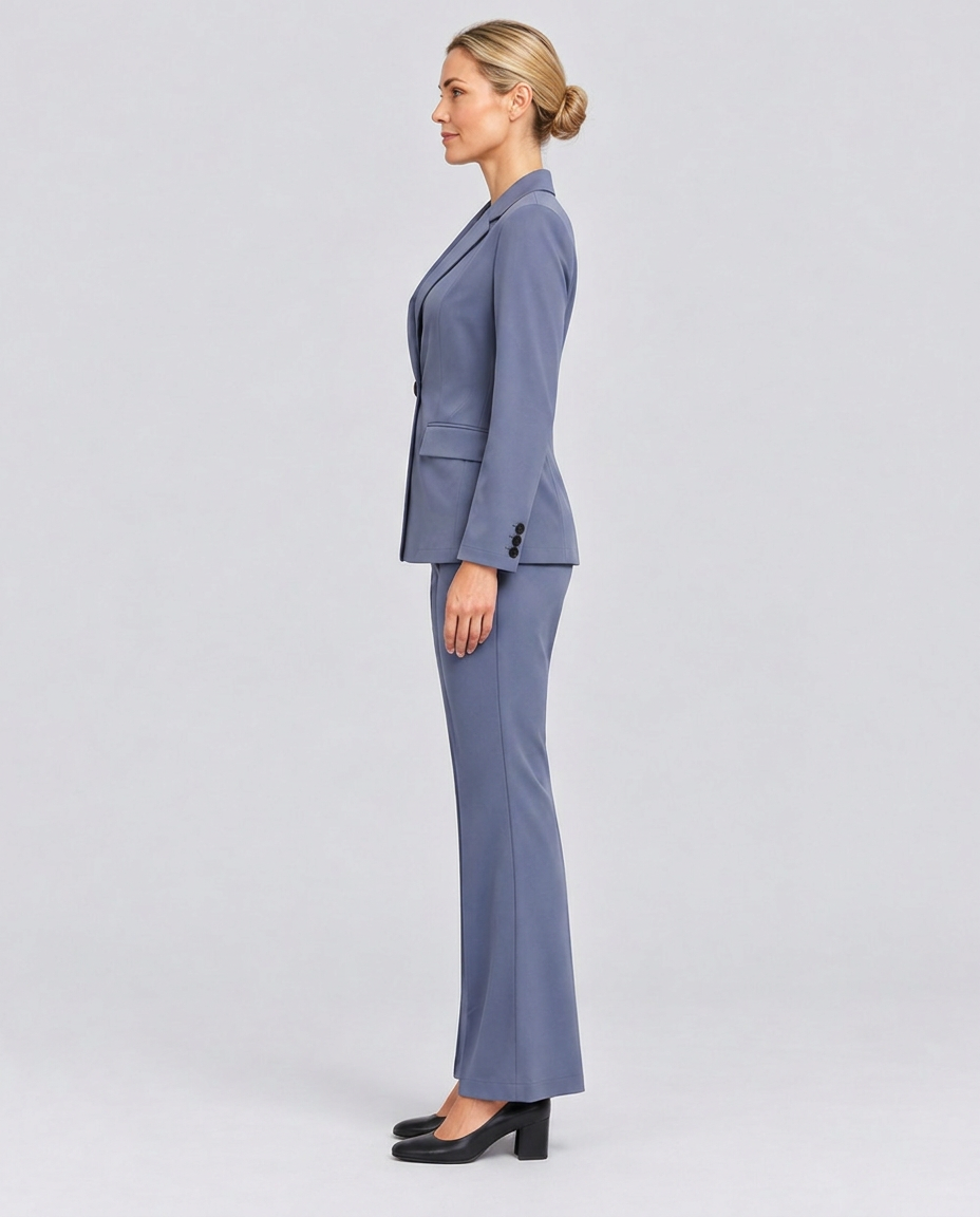 Women's Two-Piece Blazer and Pants Suit Set – Tailored Straight Leg Office Workwear