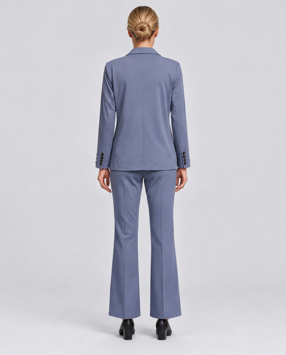 Women's Two-Piece Blazer and Pants Suit Set – Tailored Straight Leg Office Workwear