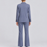 Women's Two-Piece Blazer and Pants Suit Set – Tailored Straight Leg Office Workwear