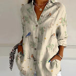 Women's Floral Print Blouse with Long Sleeves – Lightweight Relaxed Summer Top