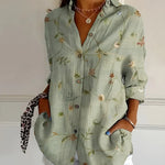 Women's Floral Print Blouse with Long Sleeves – Lightweight Relaxed Summer Top