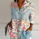 Women's Floral Print Blouse with Long Sleeves – Lightweight Relaxed Summer Top