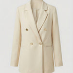 Women's Oversized Double-Breasted Blazer with Notch Lapel & Patch Pockets – Office & Smart Casual