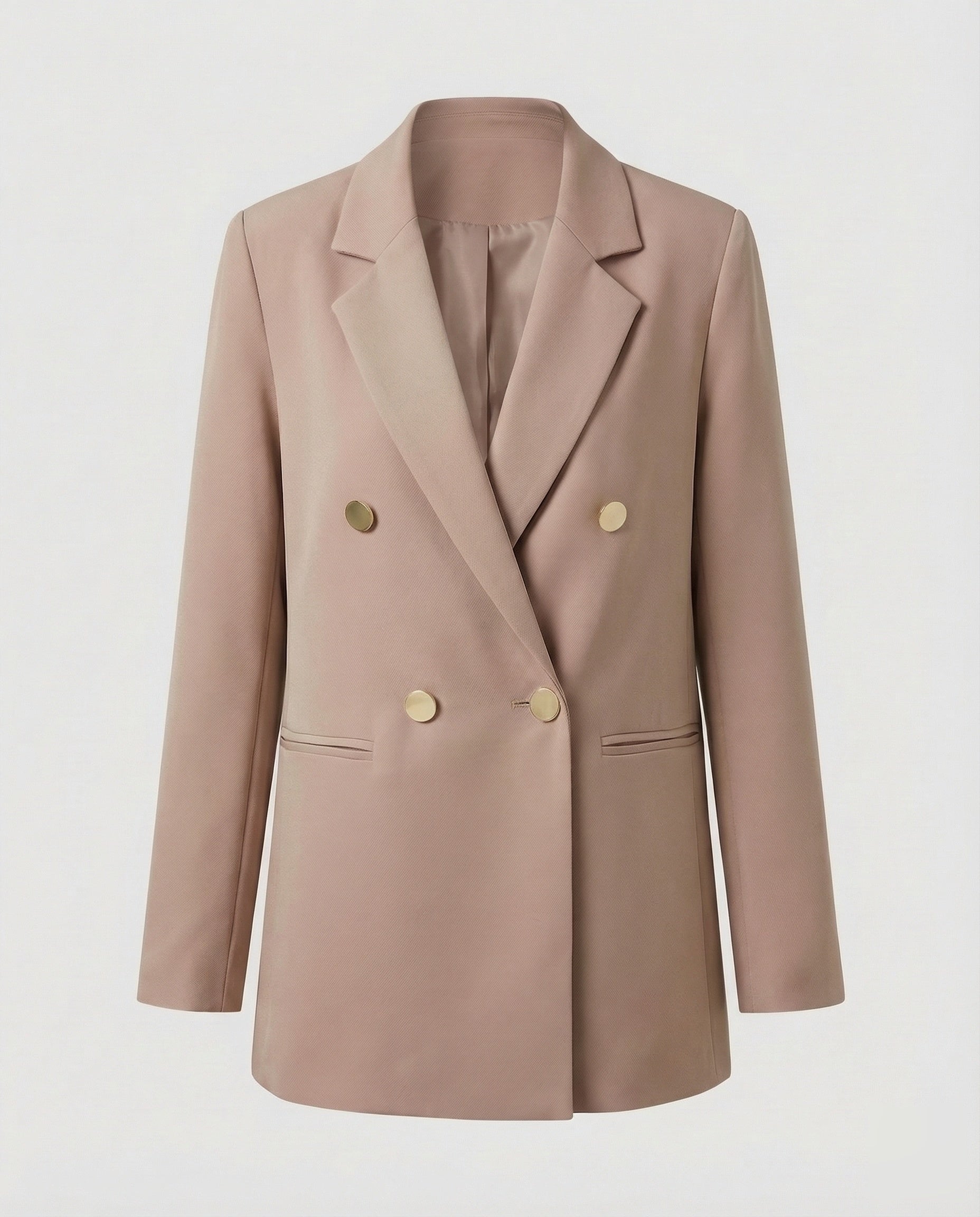 Women's Oversized Double-Breasted Blazer with Notch Lapel & Patch Pockets – Office & Smart Casual