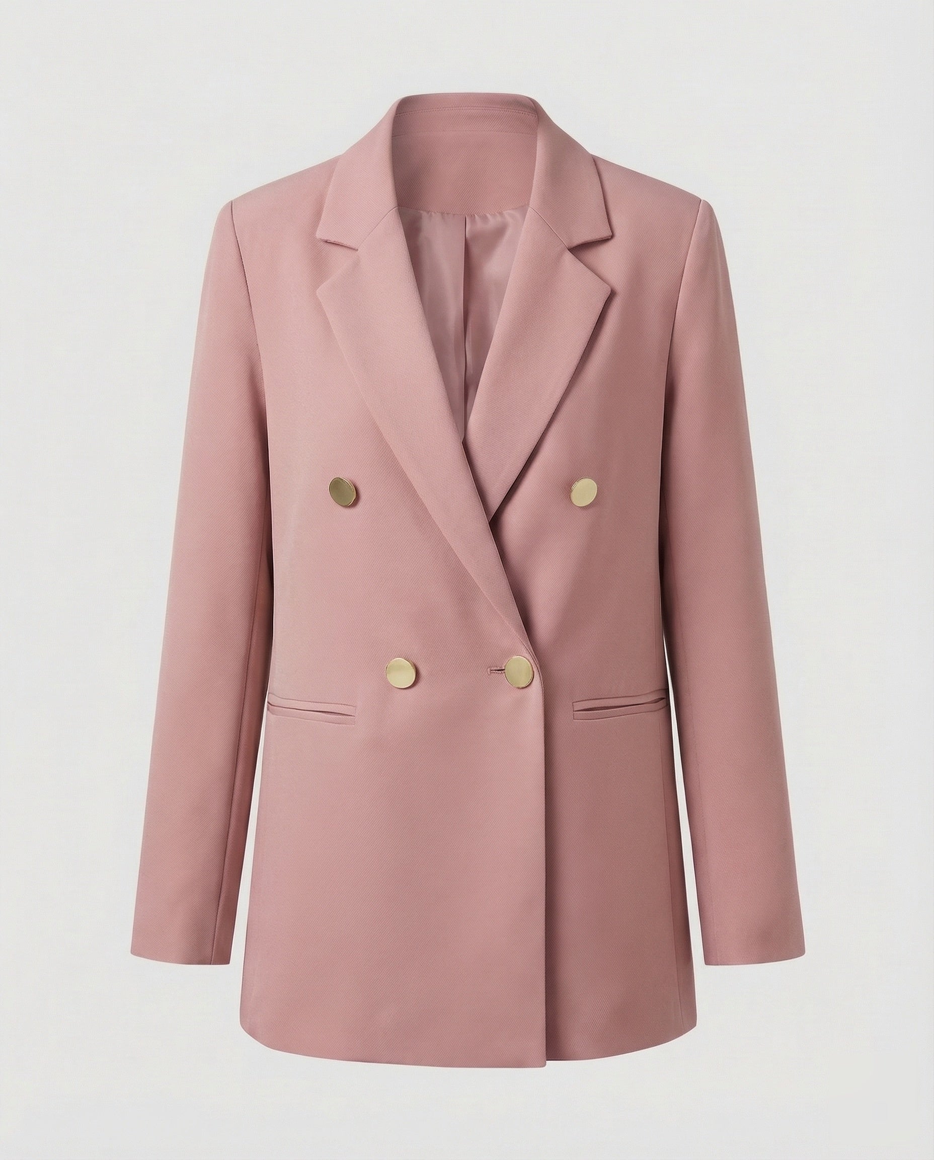 Women's Oversized Double-Breasted Blazer with Notch Lapel & Patch Pockets – Office & Smart Casual