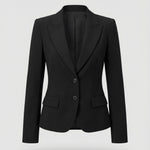 Women's Peplum Blazer with Two-Button Front & Notch Lapel – Tailored Workwear Jacket
