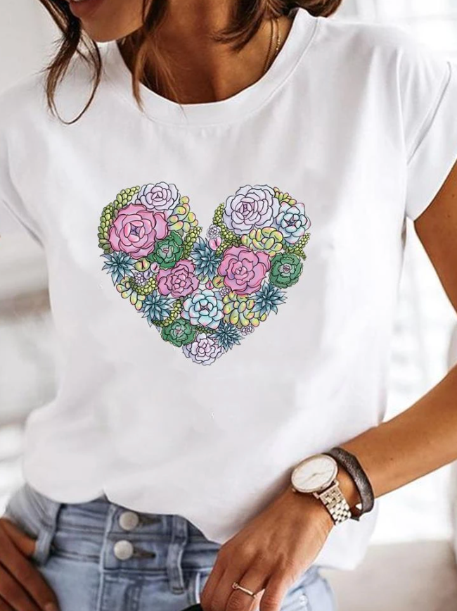Women's Printed Graphic T-Shirt – Comfortable Fit Casual Everyday Tee with Fun Prints