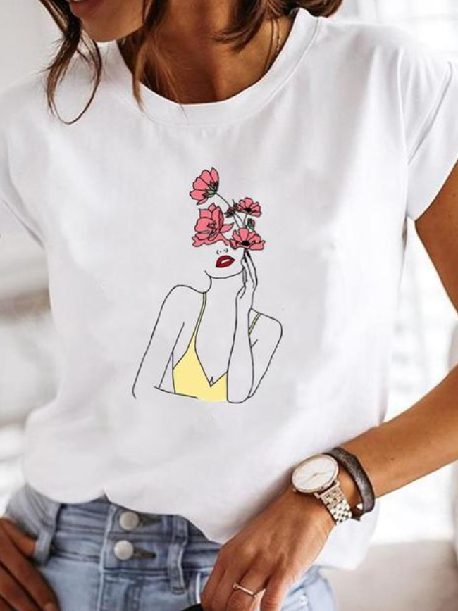 Women's Printed Graphic T-Shirt – Comfortable Fit Casual Everyday Tee with Fun Prints