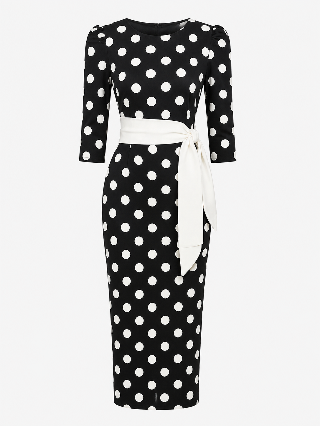 Women's Polka Dot Midi Dress – Elegant Day Dress for Brunch, Garden Parties & Race Days