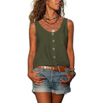 Women's Round Neck Sleeveless Tank Top with Button Detail – Relaxed Casual Summer Top