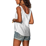 Women's Round Neck Sleeveless Tank Top with Button Detail – Relaxed Casual Summer Top