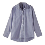 Women's Striped Button-Down Long Sleeve Blouse – Collared Shirt for Work and Weekend