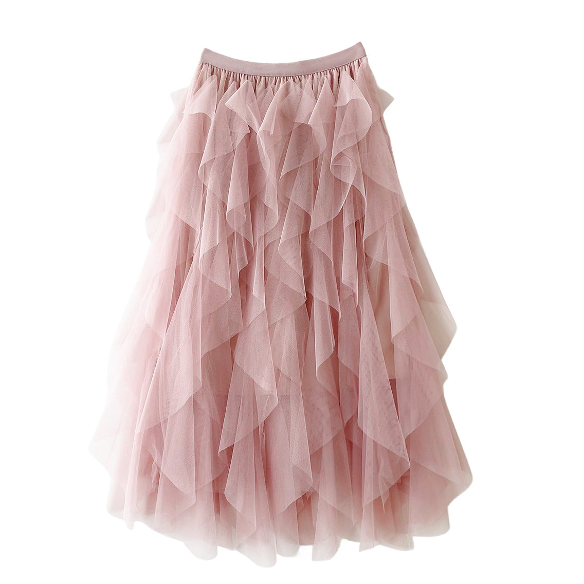 Women's Tulle Maxi Skirt with Layered Ruffles and Elastic Waist – Lined Party Skirt