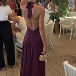 Women's Plunge Neck Halter Maxi Dress – Elegant Evening & Summer Wedding Guest Dress