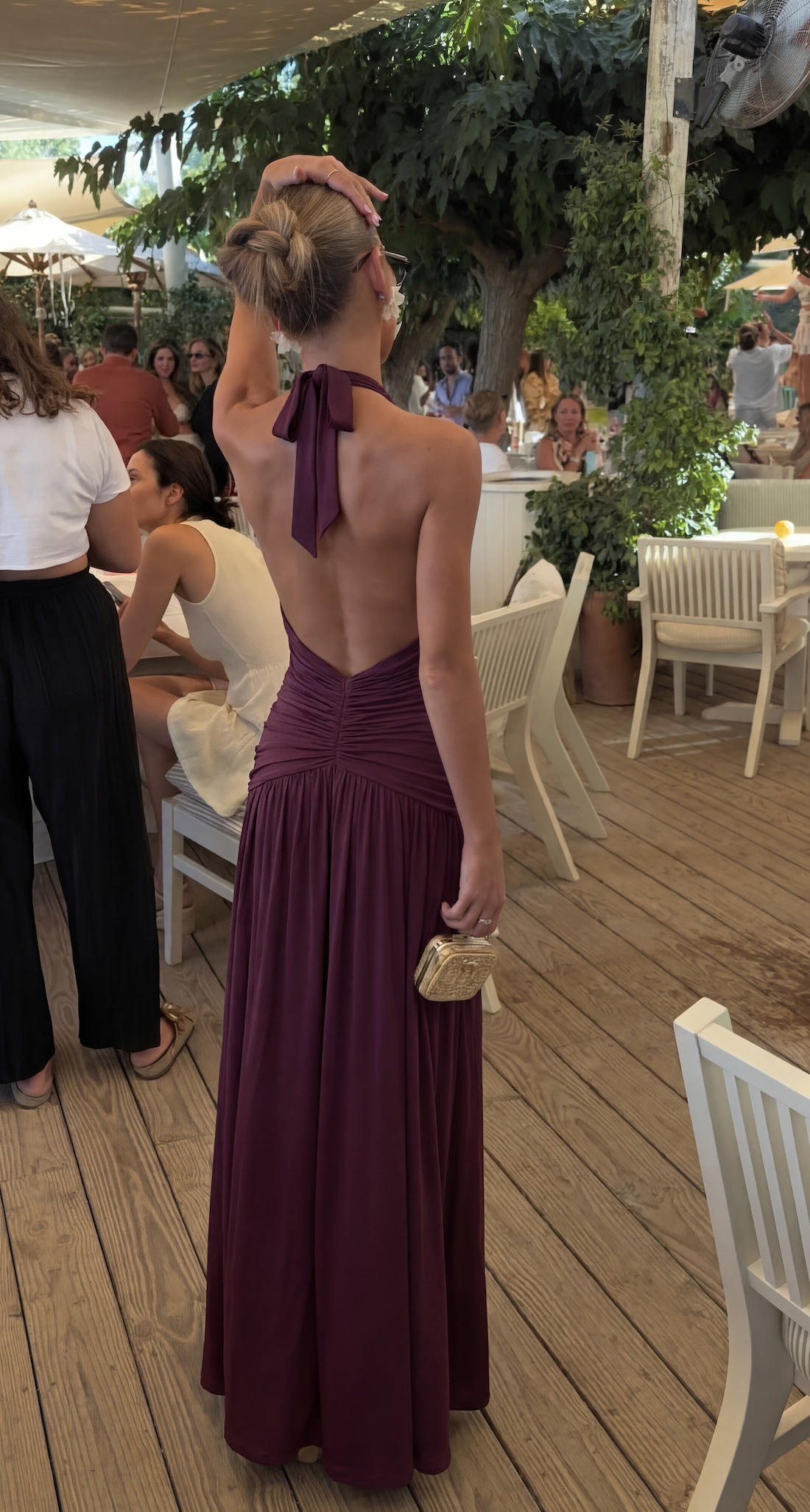 Women's Plunge Neck Halter Maxi Dress – Elegant Evening & Summer Wedding Guest Dress