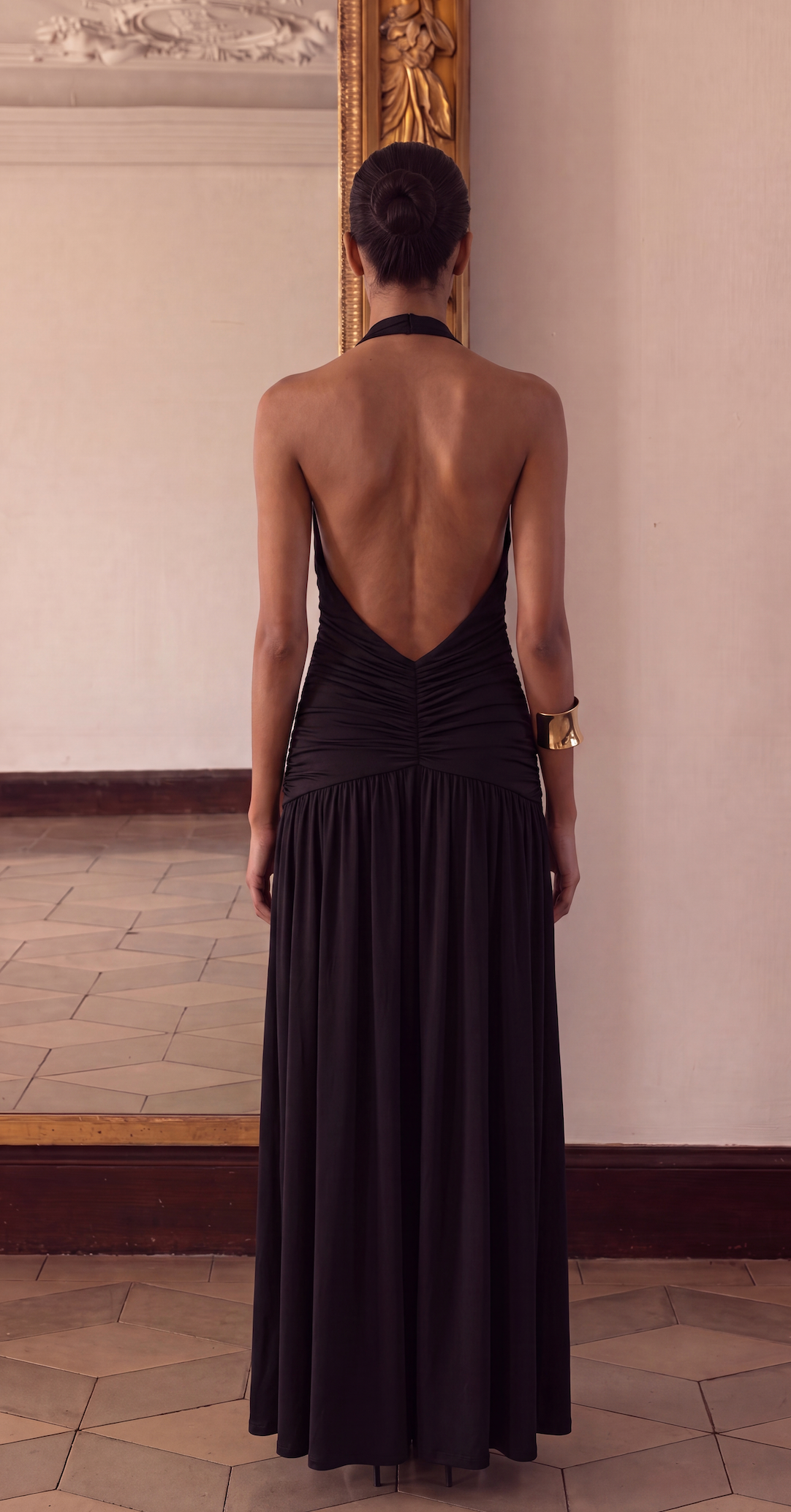Women's Plunge Neck Halter Maxi Dress – Elegant Evening & Summer Wedding Guest Dress