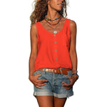 Women's Round Neck Sleeveless Tank Top with Button Detail – Relaxed Casual Summer Top