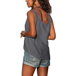 Women's Round Neck Sleeveless Tank Top with Button Detail – Relaxed Casual Summer Top