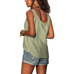 Women's Round Neck Sleeveless Tank Top with Button Detail – Relaxed Casual Summer Top